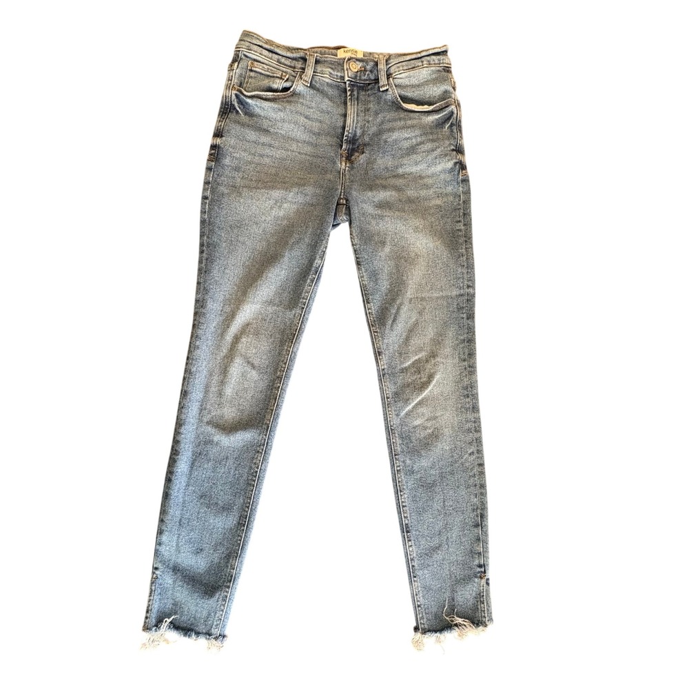Kensie Skinny Jeans Womens 6/28 Blue Excellent High Rise Frayed Hem Vintage Luxe
